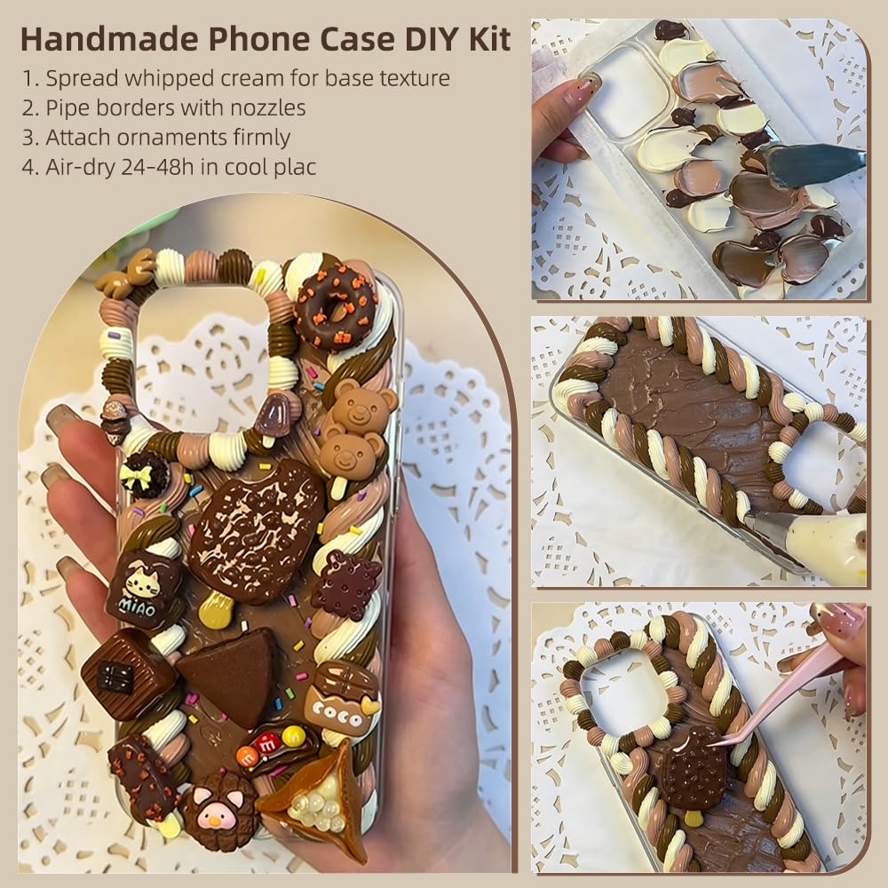 4 Colors Cream Glue Set，Include 4Pcs 100g Simulation Cream Glue with Nozzle 2 Pack Simulated Food Themed Ornaments DIY Phone Case Scrapbooking Resin Jewelry Making