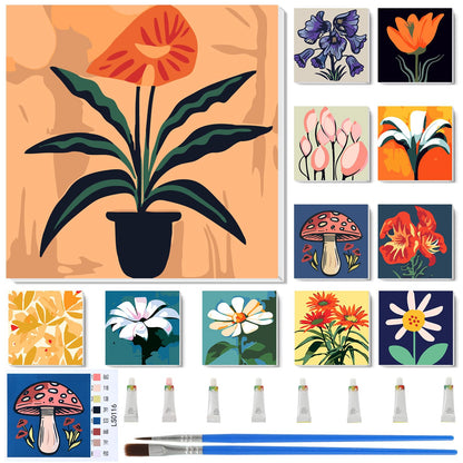 Nezyo 12 Sets Paint by Numbers Kit with Frame for Adults, Acrylic 8x8 Inch