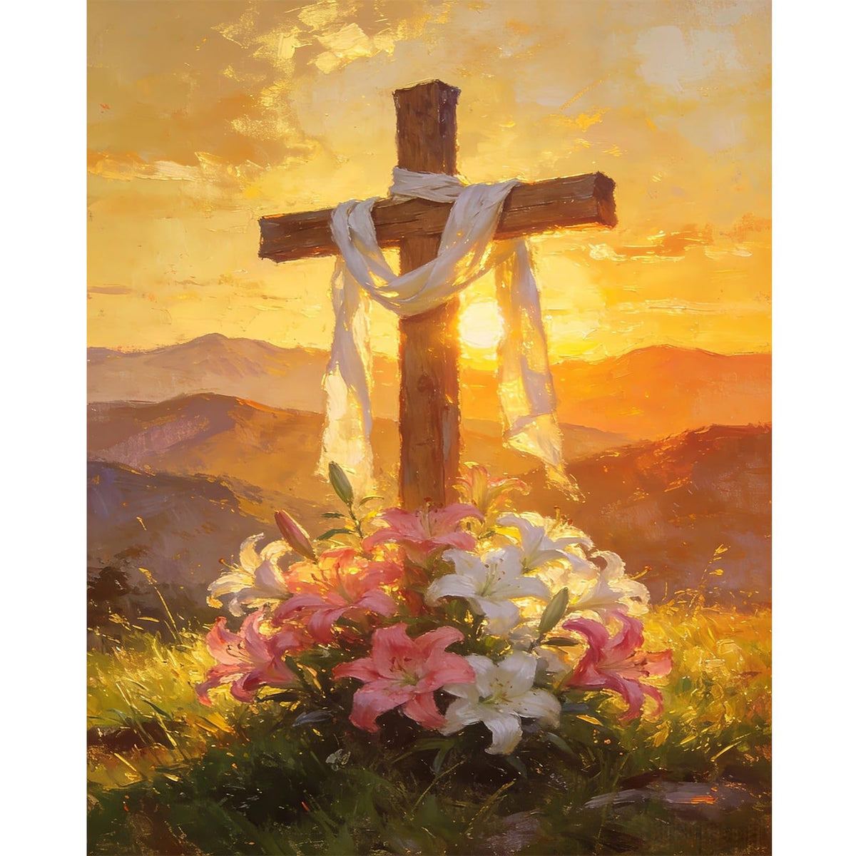Dawnsphere Flowers Paint by Numbers Kit for Adults Without Frame 16x20 in