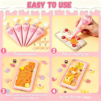 Cream Glue, 4PCS (60ml Each) Purple Cream Glue Clay with Piping Tips