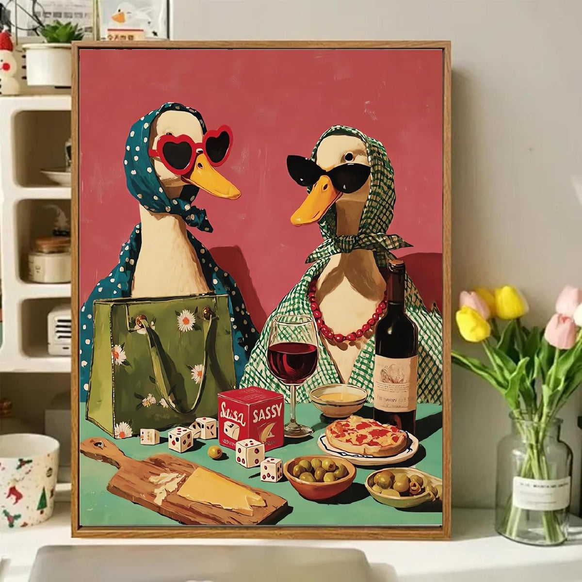 Party Duck Paint by Numbers Kit for Adults Framed Canvas, Frameworkless
