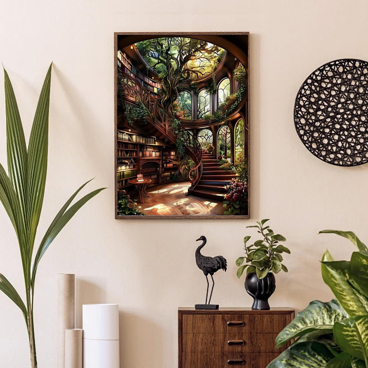 Forest Library Paint by Numbers Kit for Adults Beginner (Without Frame)