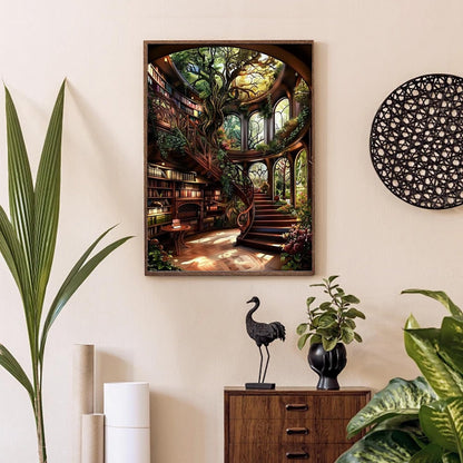 Forest Library Paint by Numbers Kit for Adults Beginner (Without Frame)