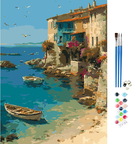 Paint by Numbers Kit for Adults & Beginners - DIY Canvas Paint by Number Set - 16x20 Inch Adult Painting by Number Kits on Canvas for Home Decor Wall Art (Color-7,Framed)