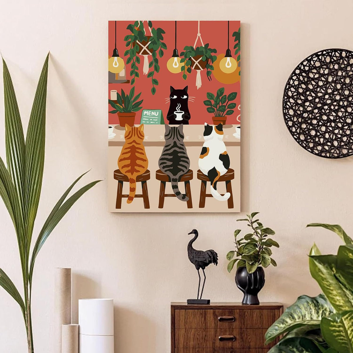 Gemozaic Framed Paint by Numbers Kit for Adults, Funny Cats Shop, 8x12 in