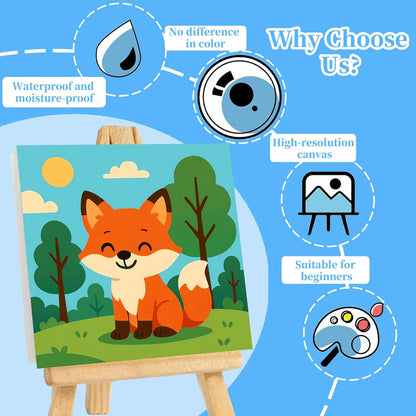 Arttoplus 4 Pack Paint by Numbers Kit for Kids with Frame Animals 8x8 inch