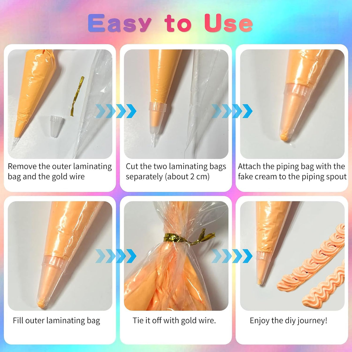 Cream Kit, 18 Colors Fake Whipped Cream Glue Clay - 100ml Large Rainbow Simulation Cream with Piping Tips, DIY Craft Supplies for Phone Case Jewelry Making