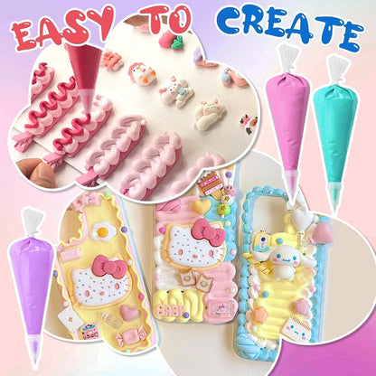 Cream Kit, 18 Colors Fake Whipped Cream Glue Clay - 100ml Large Rainbow Simulation Cream with Piping Tips, DIY Craft Supplies for Phone Case Jewelry Making