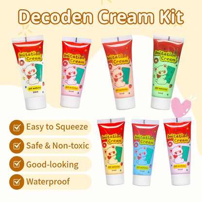 TBTFW 7Colors Decoden Deco Cream Kit, Simulation Fake Whipped Cream Glue