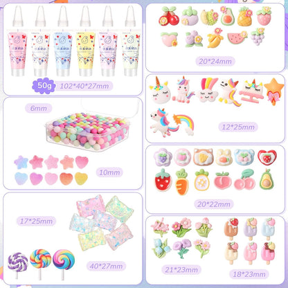 Chunful 6 Set 50g Cream Glue Set with Decorating Mouths for DIY Crafts, Cream DIY Phone Case Kit with Resin Accessories and Decorative Craft Charms Kit for Handmade Crafts(Sweet)