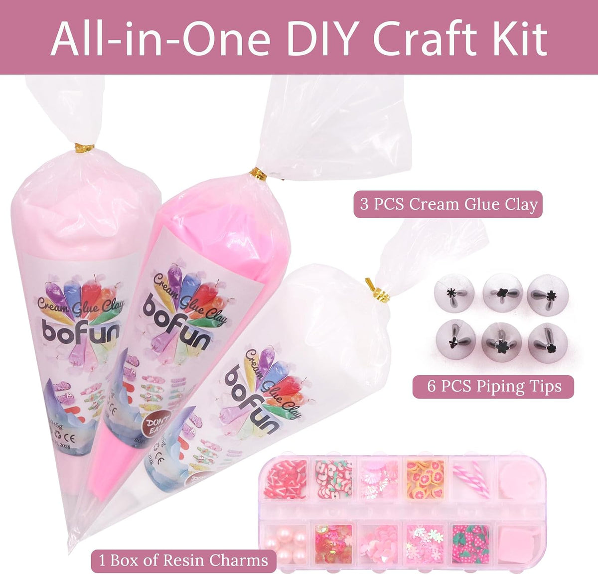 BoFUN Decoden Cream Glue Charms Kits, Whipped Cream Glue Clay for Crafts