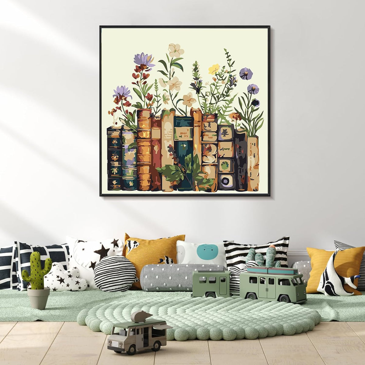 Yezavesu Book Framed Paint by Numbers Kit for Adults 10x 10 inch, Flowers