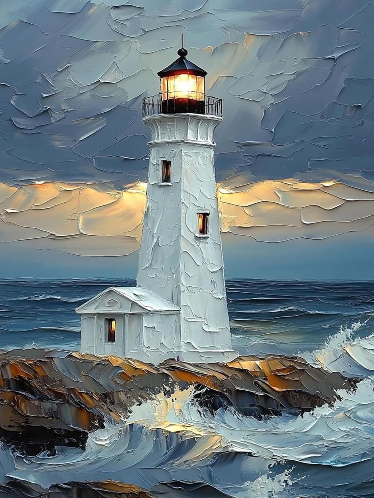 Mosaflare Lighthouse Paint by Numbers for Adults Beginner 12X16 inch