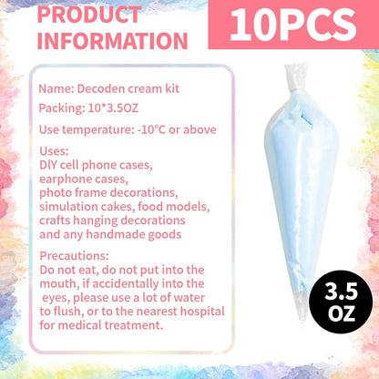10Pcs Decoden Cream Kit, Whipped Cream Glue,Deco Cream-3.5oz