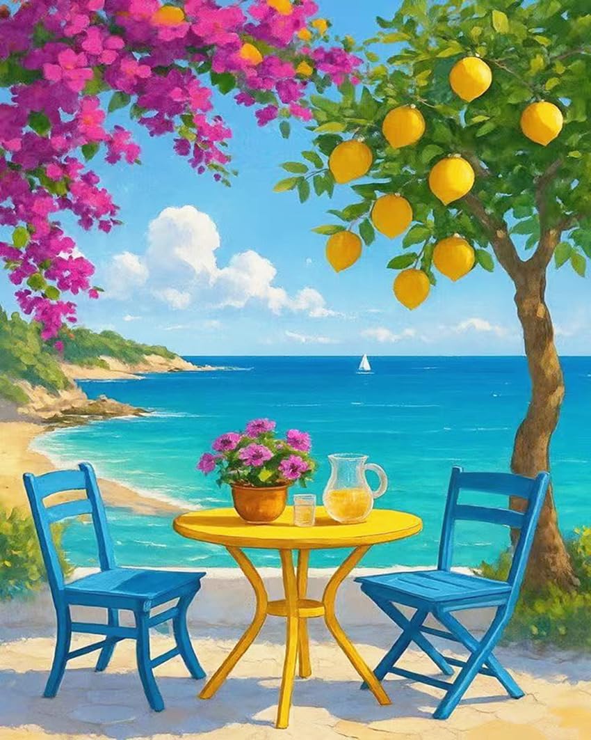 ZRIZQ Paint by Numbers Kit for Adults Beginner Landscape,Lemon Tree,16x20