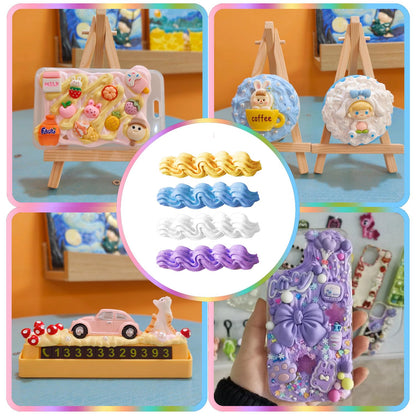 12Pcs Decoden Cream Glue Kit, 50ml Whipped Cream Glue for DIY Phone Case Hairpin Mirror, Handmade Craft for Birthday Christmas, with Plastic Decorating Mouth
