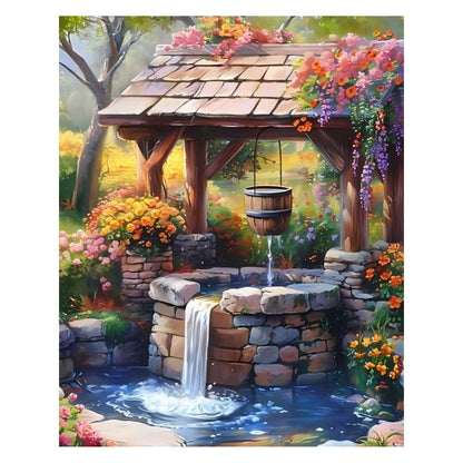 AUKELHJ Paint by Numbers Kit for Adults Beginner, Water Well, 16X20 Inch