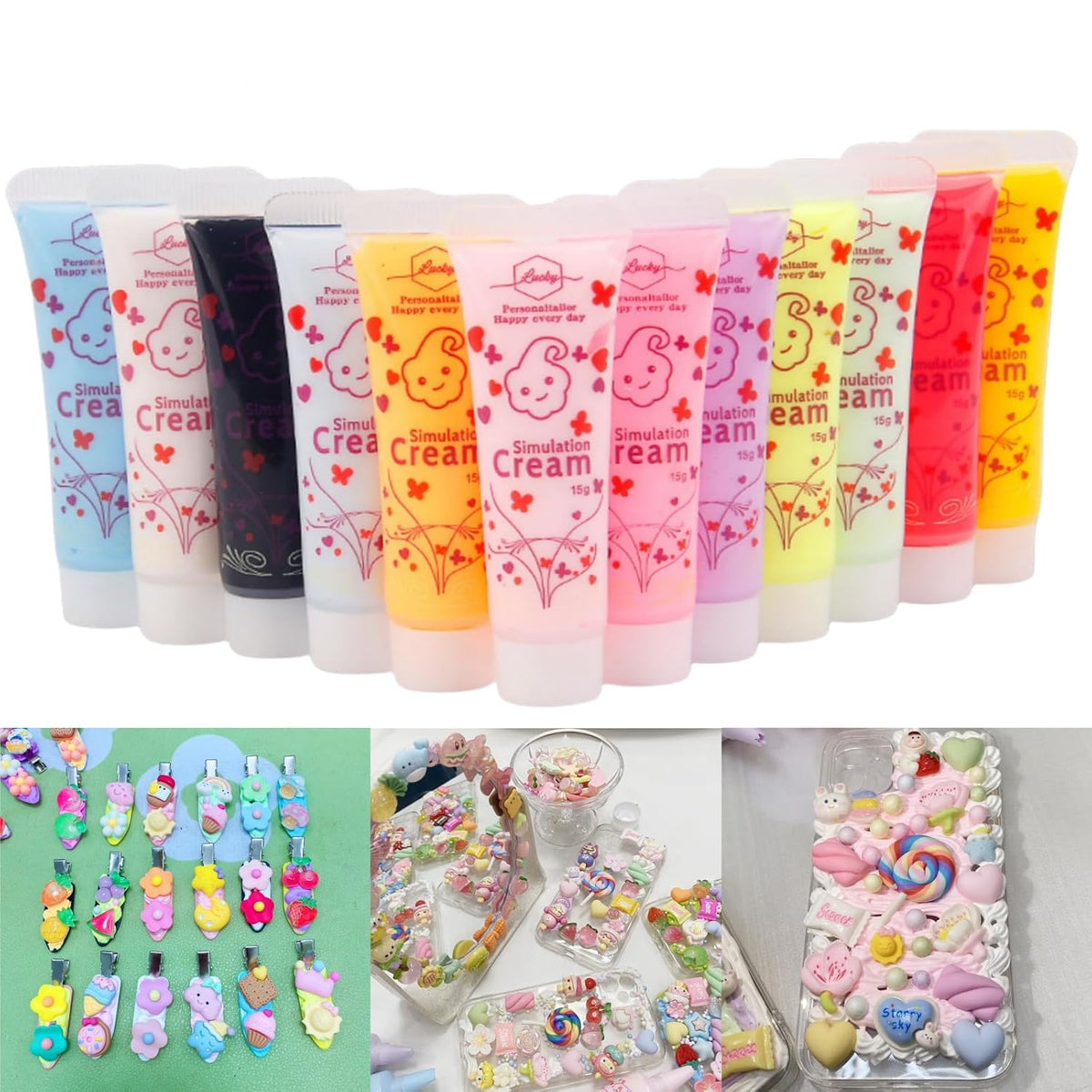 Cream Glue, 12 Pcs(15g) Decoden Whipped Cream Glue for Crafts DIY
