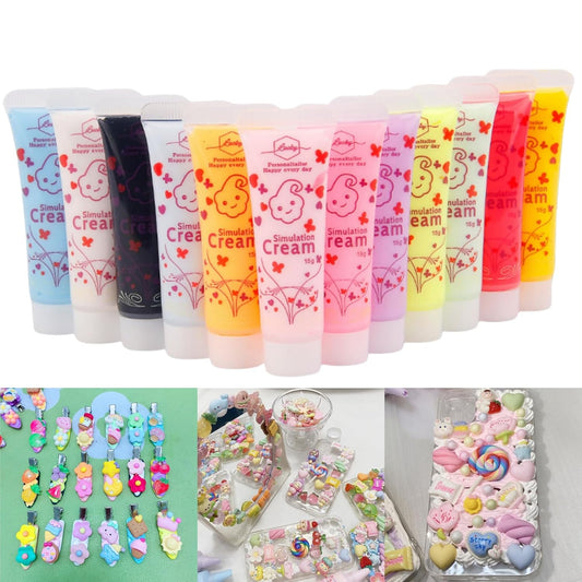 Cream Glue, 12 Pcs(15g) Decoden Whipped Cream Glue for Crafts DIY