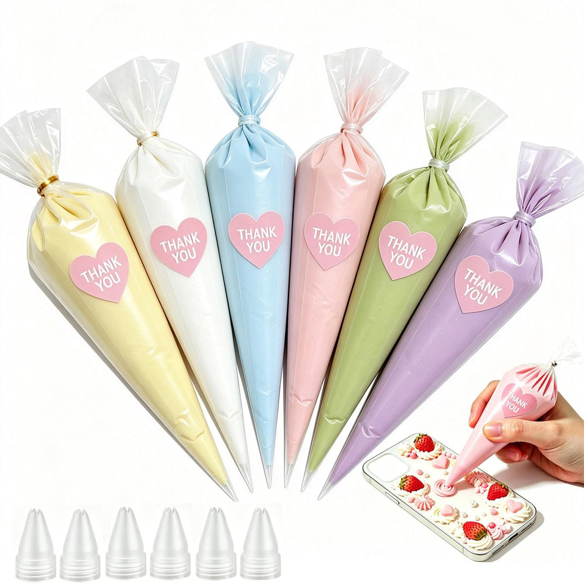 Cream Glue, 6PCS (60ml Each) Whipped Cream Glue Clay with Piping Tips