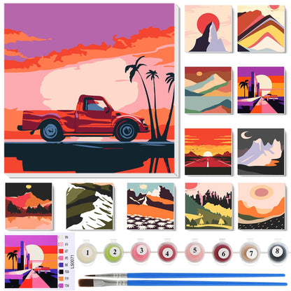 Nezyo 12 Sets Paint by Numbers Kit with Frame for Adults, Acrylic 8x8 Inch