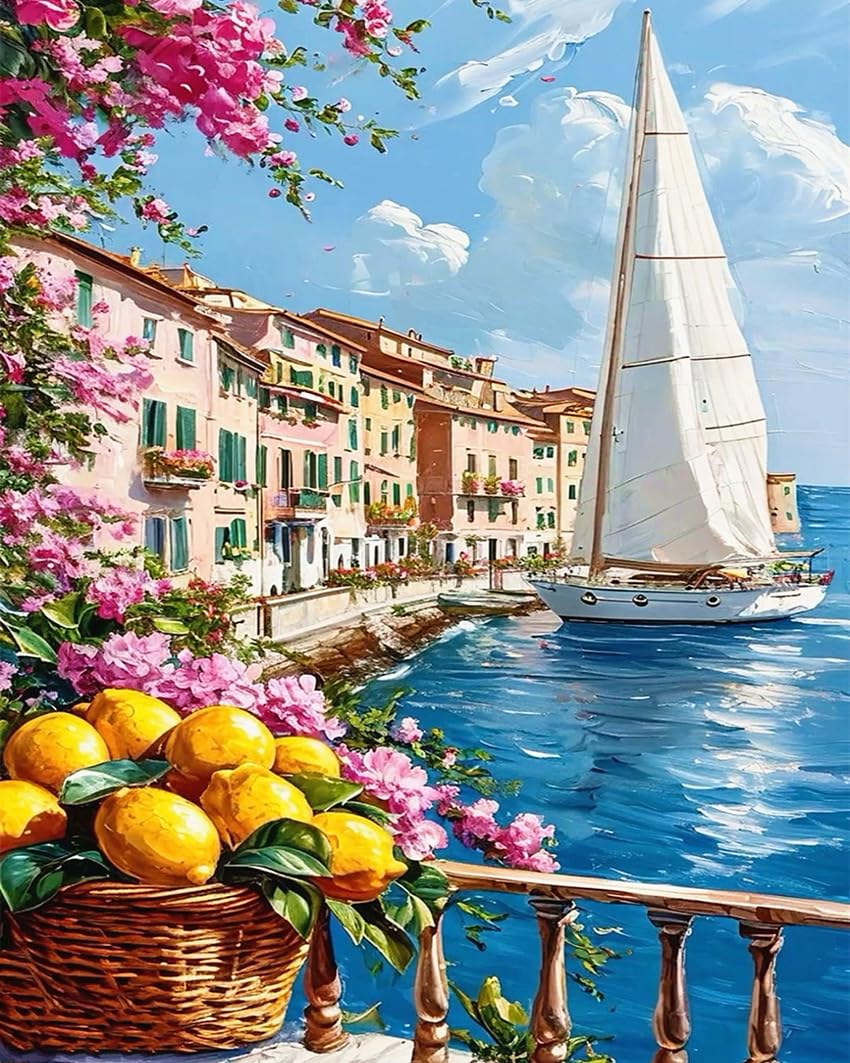ZRIZQ Paint by Numbers Kit for Adults Beginner Landscape,Lemon Tree,16x20
