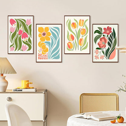 Okarina 4 Pack Paint by Numbers Kit for Adults with Frame, Easy Flower