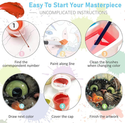 Cat Fish Funny Paint by Numbers Kit for Adults Canvas, Frameworkless