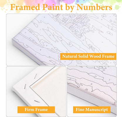 Framed Paint by Numbers Kit for Adults, Black Cat Bathroom Decor 8x12 Inch