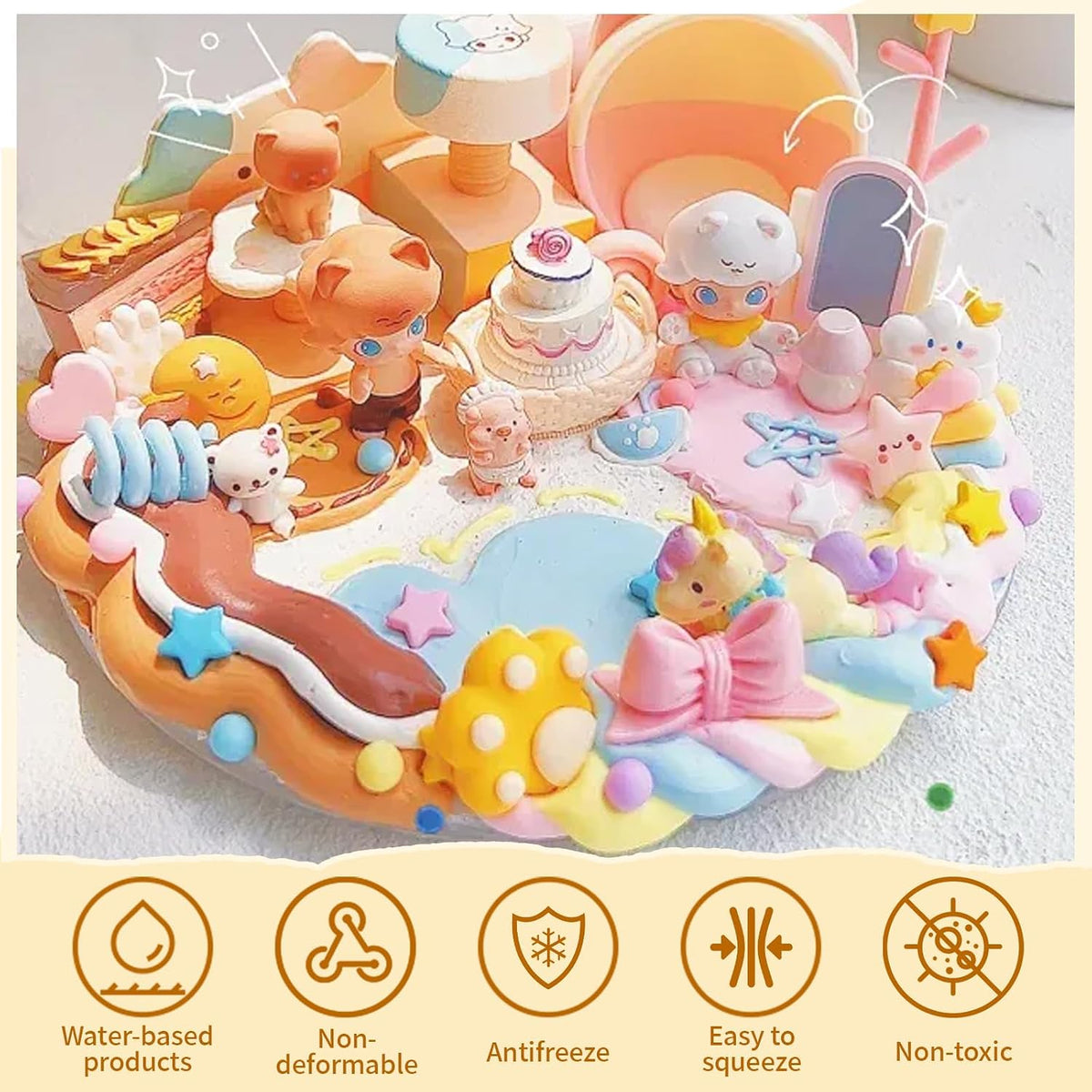 TBTFW 7Colors Decoden Deco Cream Kit, Simulation Fake Whipped Cream Glue