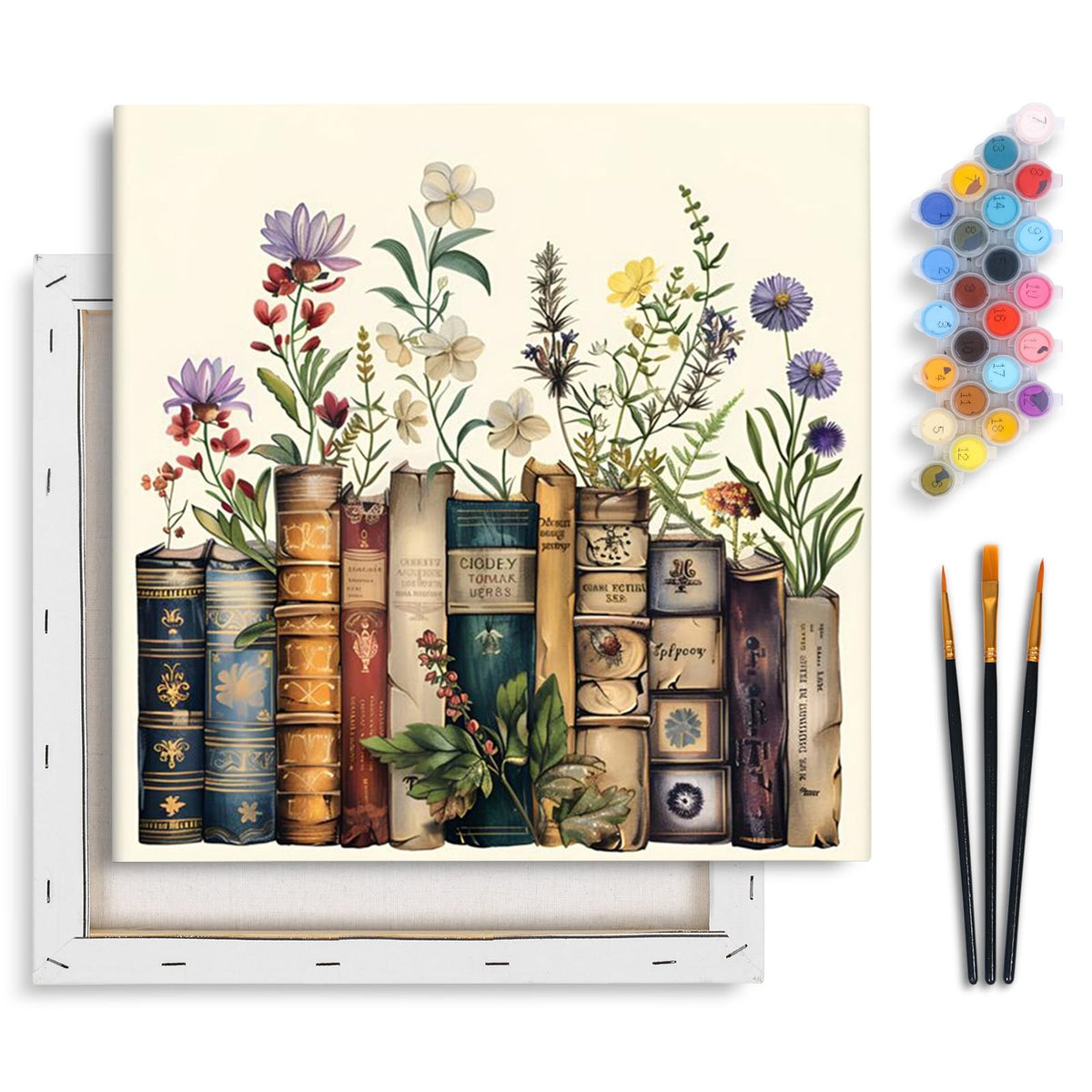 Yezavesu Book Framed Paint by Numbers Kit for Adults 10x 10 inch, Flowers
