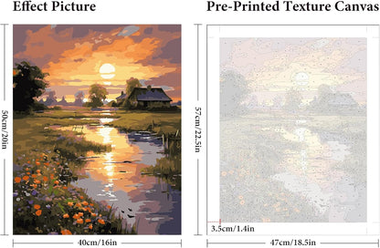 Paint by Numbers Kit for Adults Beginner 16x20 Inch, Countryside Sunset