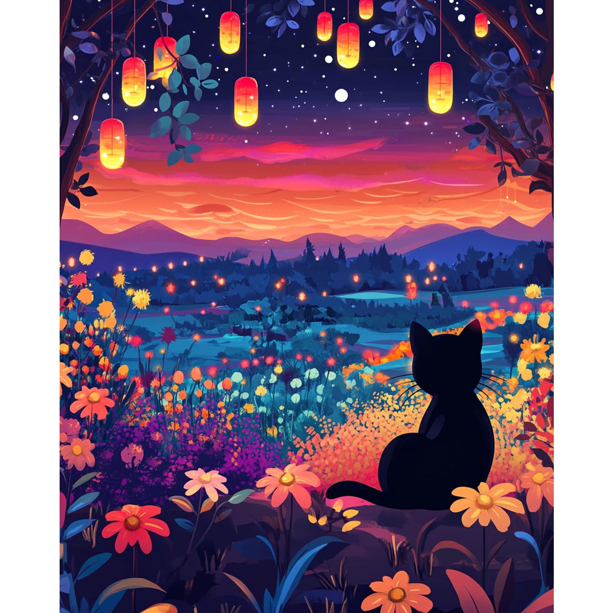 Starry Night Paint by Numbers Kit for Adults Beginner Tree Acrylic Painting Kit Adult Paint by Number Kits on Canvas DIY Painting for Beginners Art by Numbers for Gifts Home Wall Decor 16x20 Inch