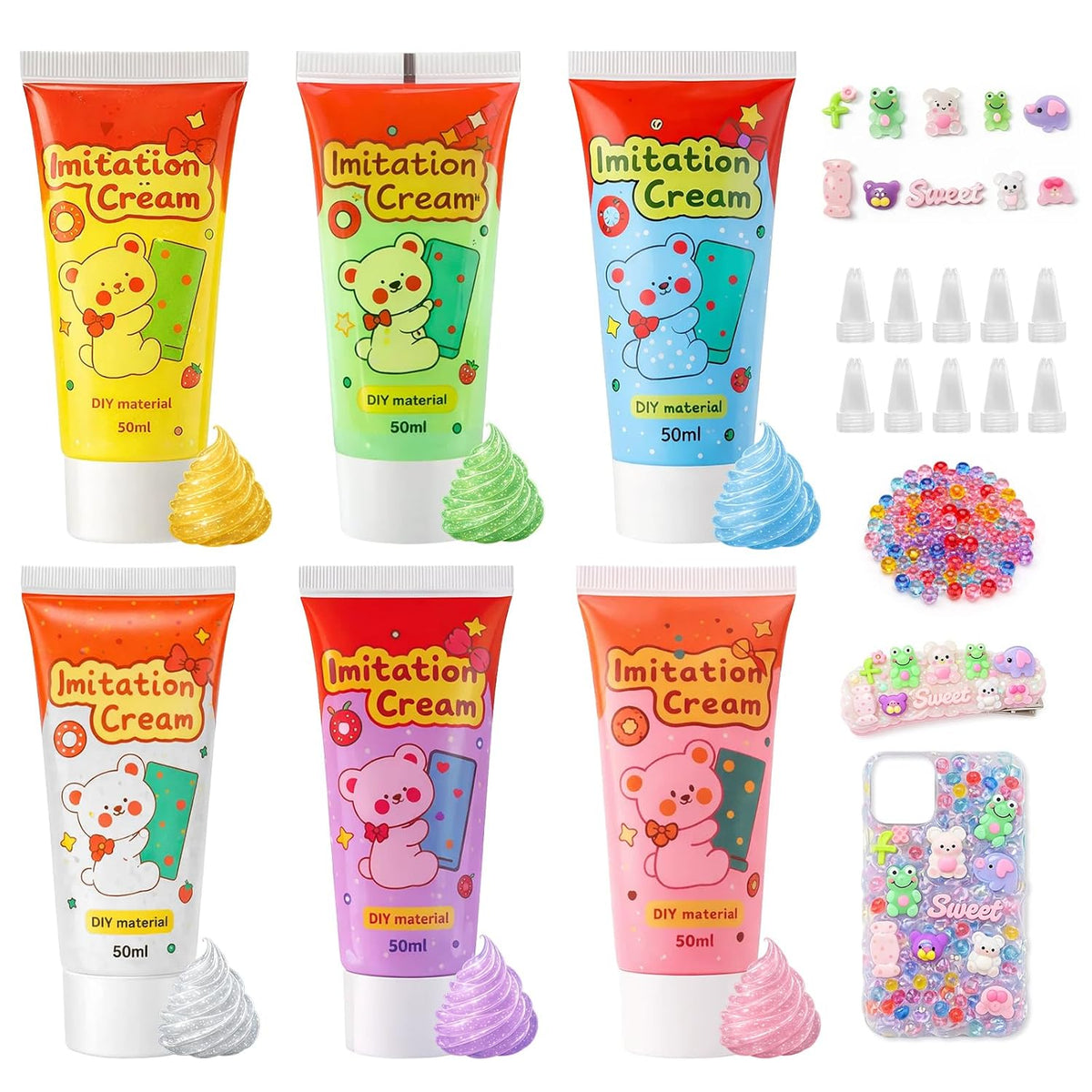 TBTFW Decoden Cream Glue for DIY Crafts,Whipped Cream Glue Kit-1.7oz