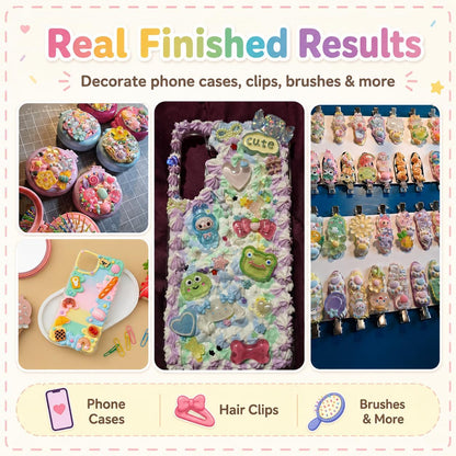 Decoden Cream Glue 9PCS Kit, Fake Whipped Cream, Fake Icing Frosting Whipped Clay with Piping Bags for Phone Cases, Crafts, and DIY Projects