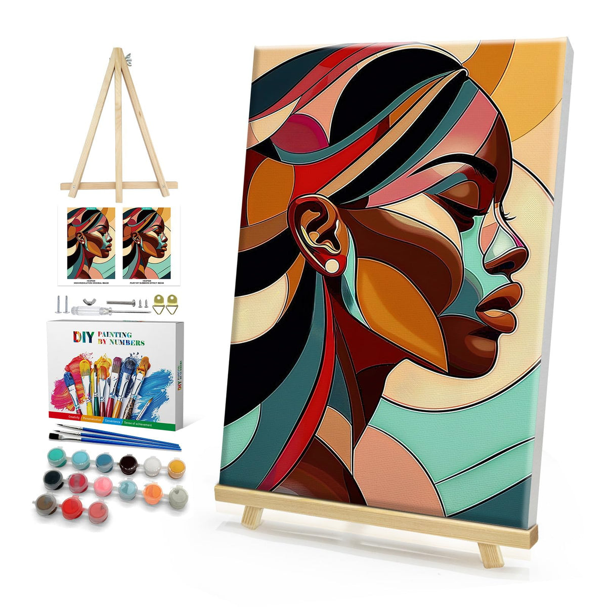 HeeBenor Framed Paint by Numbers Kit for Adults, Flowers, 8x12 Inch