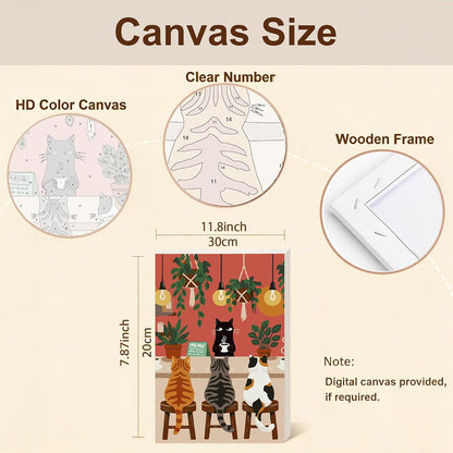Gemozaic Framed Paint by Numbers Kit for Adults, Funny Cats Shop, 8x12 in