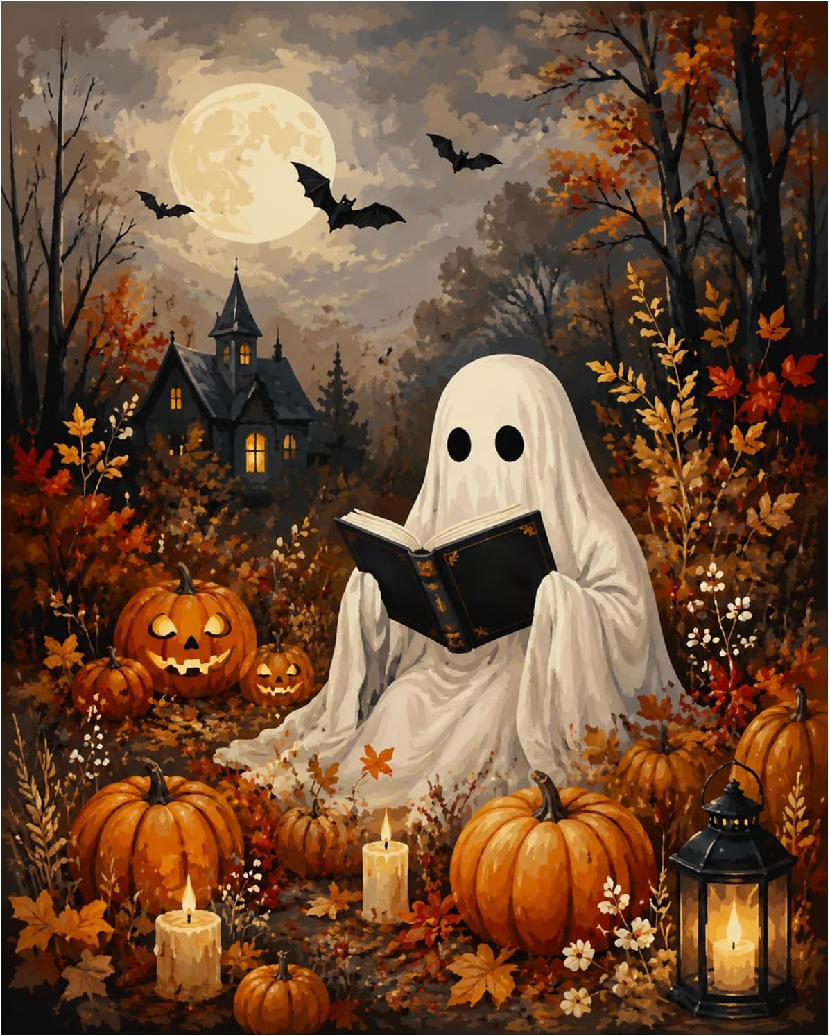 AUKELHJ Paint by Numbers Kit for Adults Beginner, Halloween, 16x20 inch