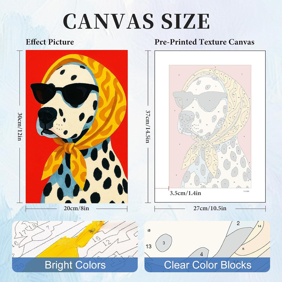6 Pack Paint by Numbers Kit for Adults, Funny Dog Painting, 8x12 Inch