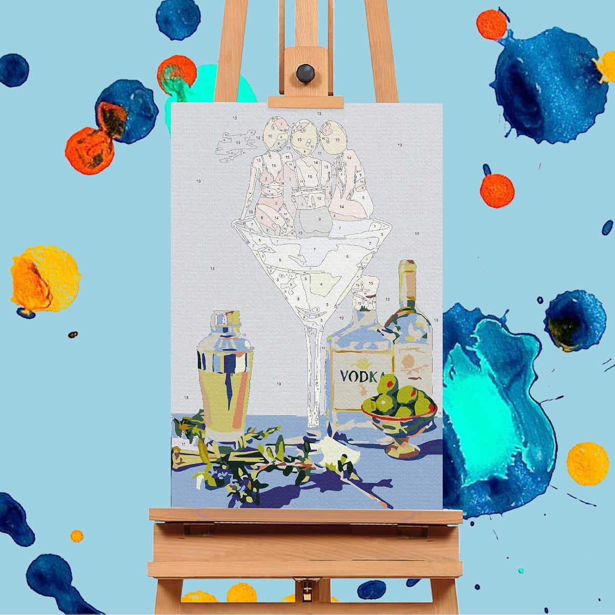Offito 6 Pack Paint by Numbers Kit for Adults, Funny Cocktail, 8x12 Inch