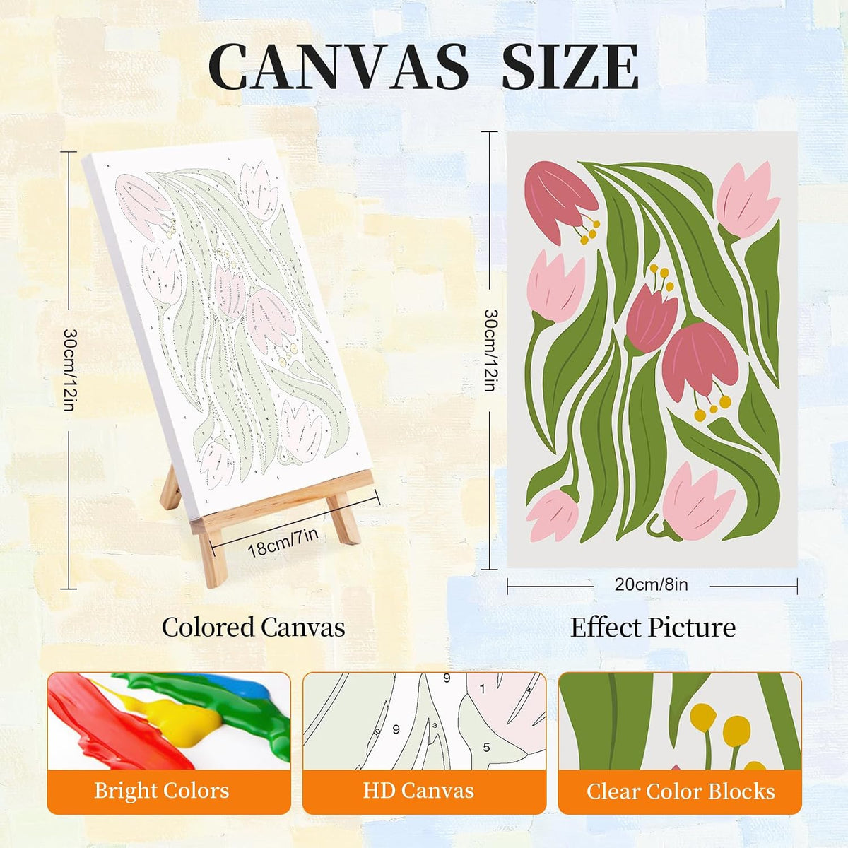 Okarina 4 Pack Paint by Numbers Kit for Adults with Frame, Easy Flower