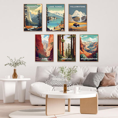 6 Pack Paint by Numbers Kit for Adults, National Parks Canvas Painting Set
