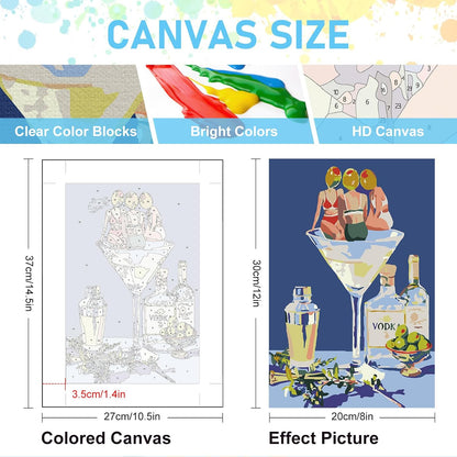 Offito 6 Pack Paint by Numbers Kit for Adults, Funny Cocktail, 8x12 Inch