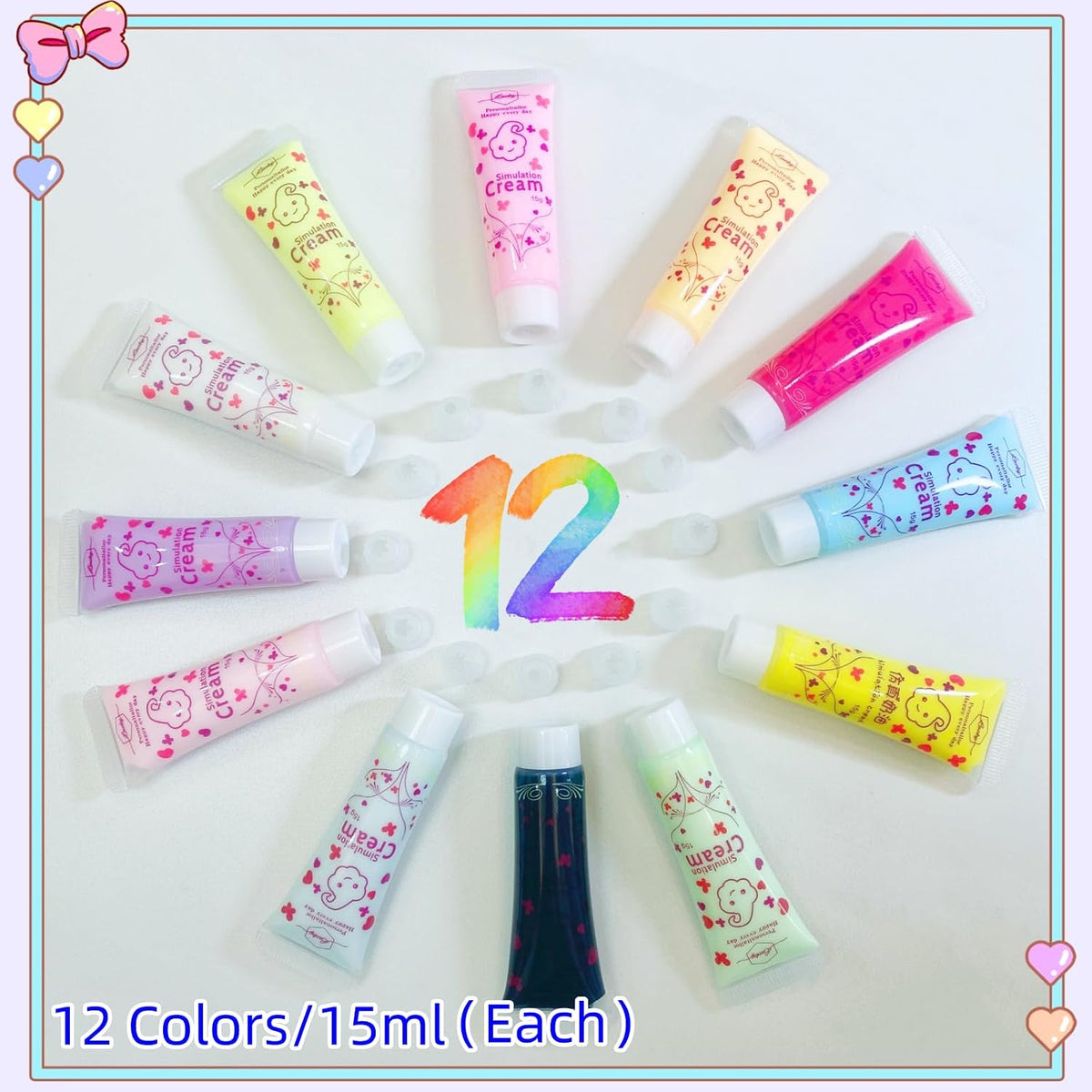 Cream Glue, 12 Pcs(15g) Decoden Whipped Cream Glue for Crafts DIY