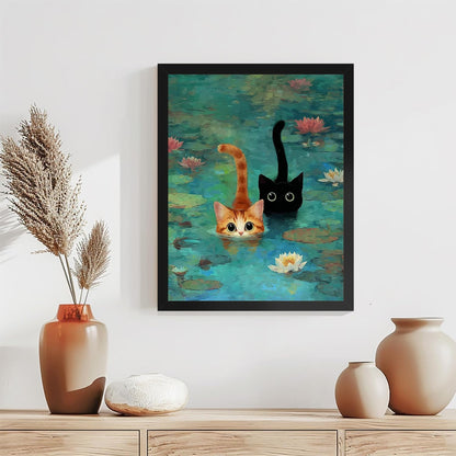 TCDZMYGS Pond Cat Paint by Numbers Kit for Adults Beginner,10x12 in