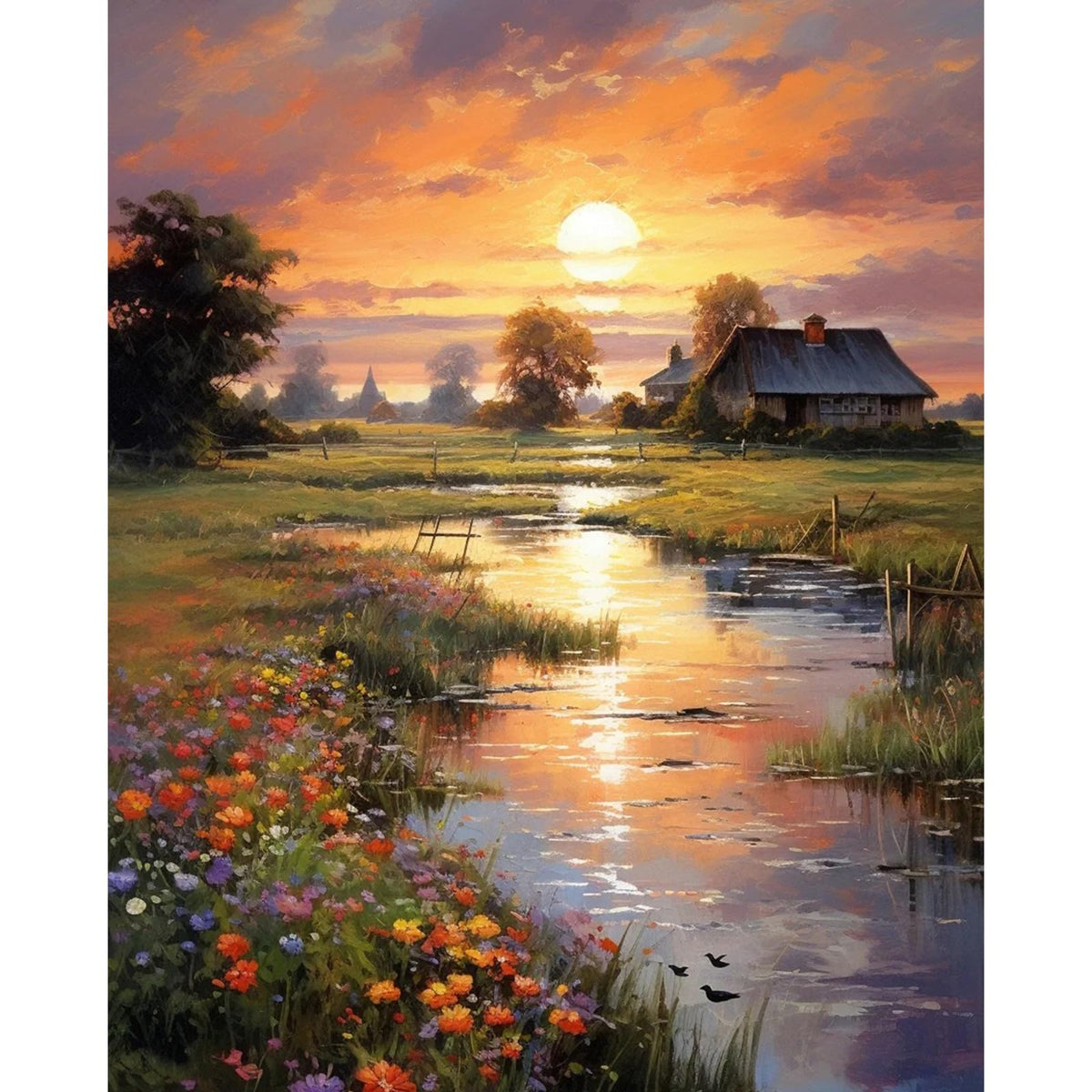 Paint by Numbers Kit for Adults Beginner 16x20 Inch, Countryside Sunset