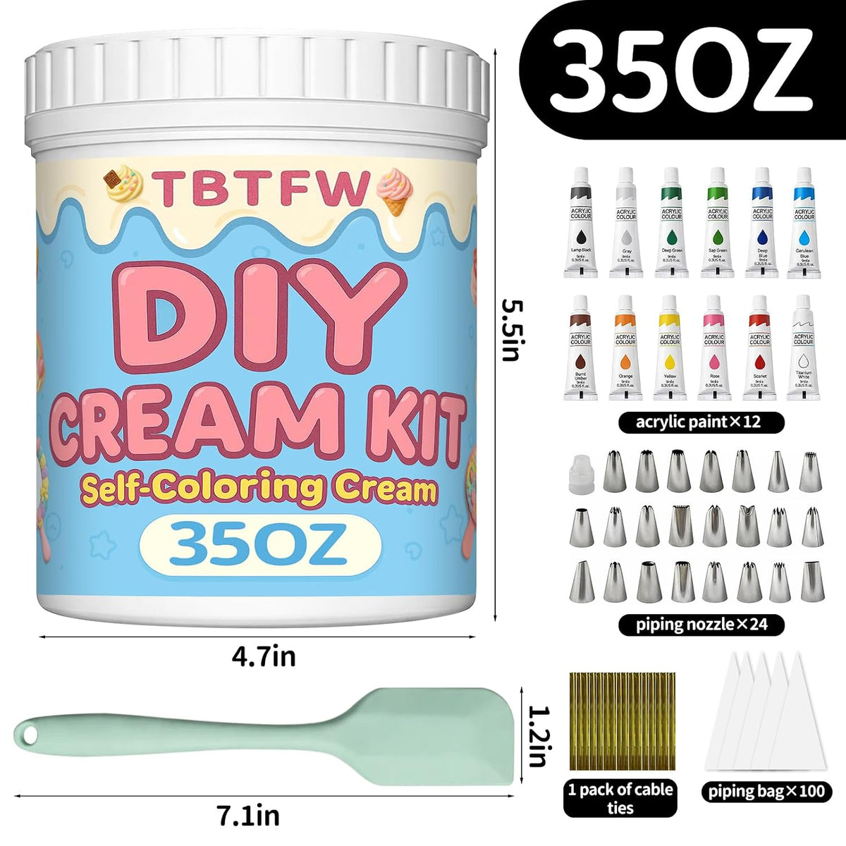 TBTFW 35oz Whipped Clay Cream Glue,White Whipped Cream Glue for Crafts Kit