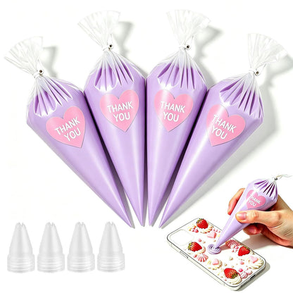 Cream Glue, 4PCS (60ml Each) Purple Cream Glue Clay with Piping Tips