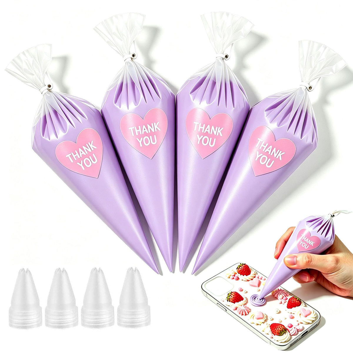 Cream Glue, 4PCS (60ml Each) Purple Cream Glue Clay with Piping Tips