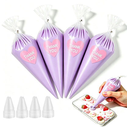 Cream Glue, 4PCS (60ml Each) Purple Cream Glue Clay with Piping Tips